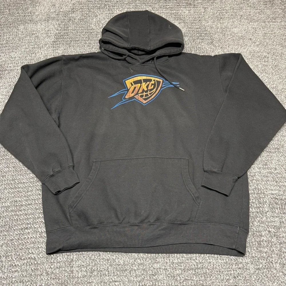 Oklahoma City Thunder Fanatics Mens Hoodie XL‎ Black NBA Pullover Sweatshirt